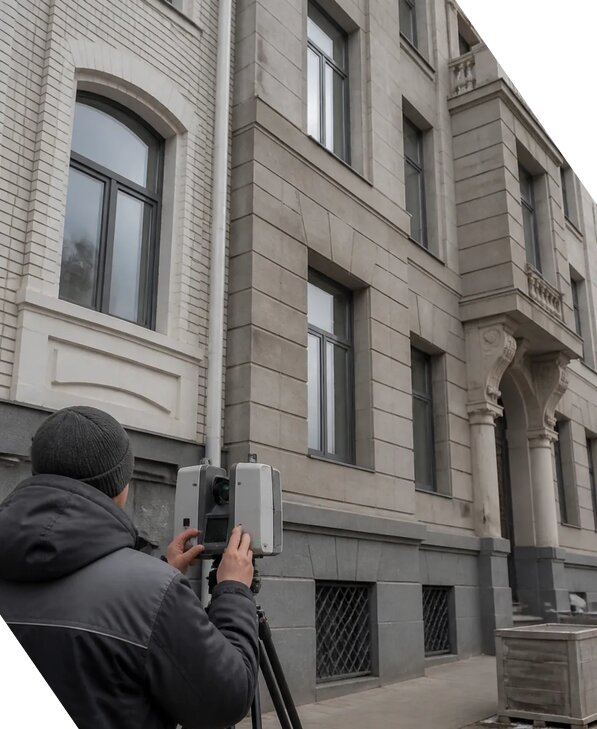 Лазерное сканирование фасадов зданий для обследования в Котласе